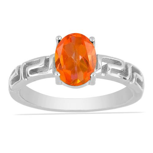 BUY STERLING SILVER REAL PADPARADSCHA QUARTZ GEMSTONE SINGLE STONE RING